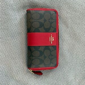 Coach Signature Red and Brown Wallet